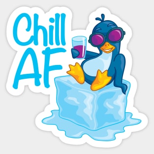 Chill AF Penguin on Ice Sticker